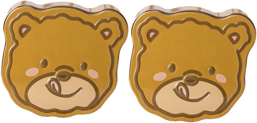 Luxshiny 2pcs Multifunctional Bear Tinplate Candy Box Cookie Jar Bright Colors for Festive Season