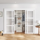 96 × 80 in. 3 Glass Manufactured Sliding Double Closet Door with Installation Hardware Kit