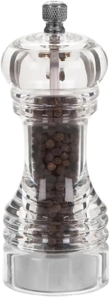 Salt and Pepper Grinder Set - Home Essentials Simple Mills- Stainless Steel with Ceramic Precision Mechanisms - Adjustable Grind, Clear Acrylic Mills, 1-Year Warranty (Salt and Pepper Mill Combo)