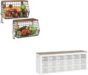 Fruit Basket for Kitchen and Shoe Bench Bundle, Stackable Hanging Basket Wire Baskets with Wooden Lid, 18-Cubby Shoe Storage Bench TCW02P2BF-MHX06WC