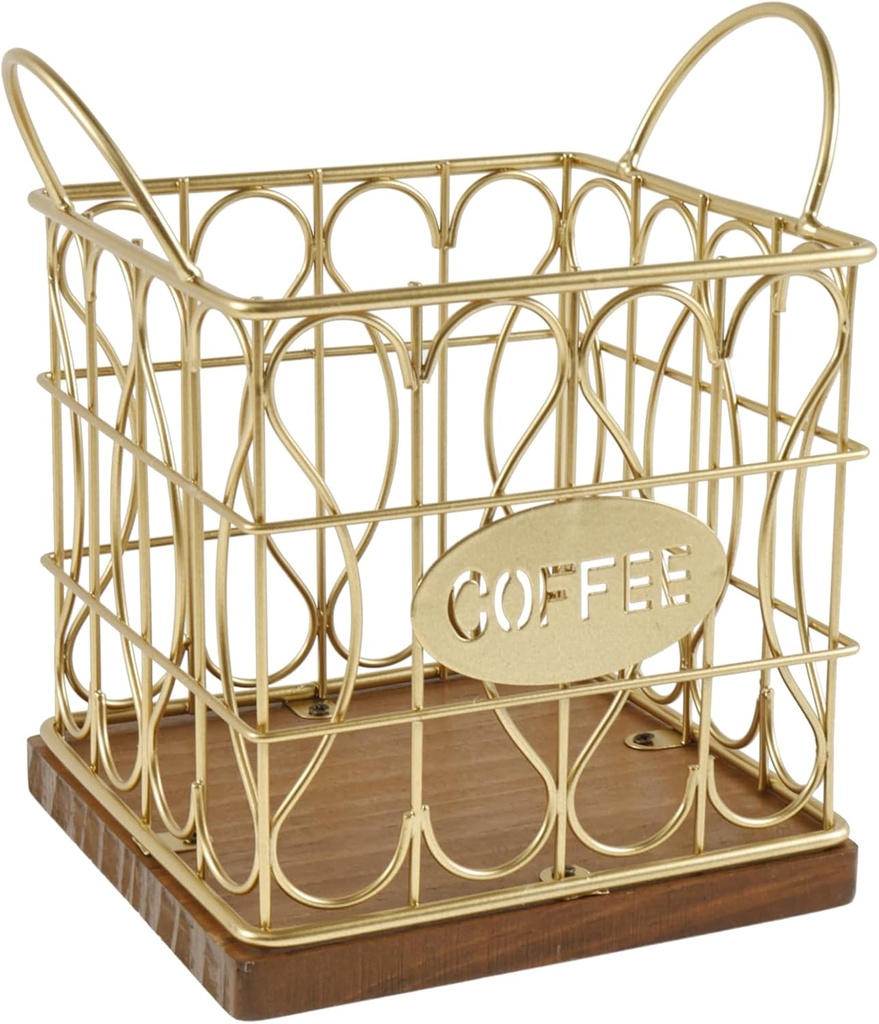 Coffee Pod Holder, Coffee Pod Organizer, Coffee Pod Basket Holder, Black Wire Coffee Storage Basket for Kitchen Countertop, Coffee Bar, Coffee Station Organizer (gold)