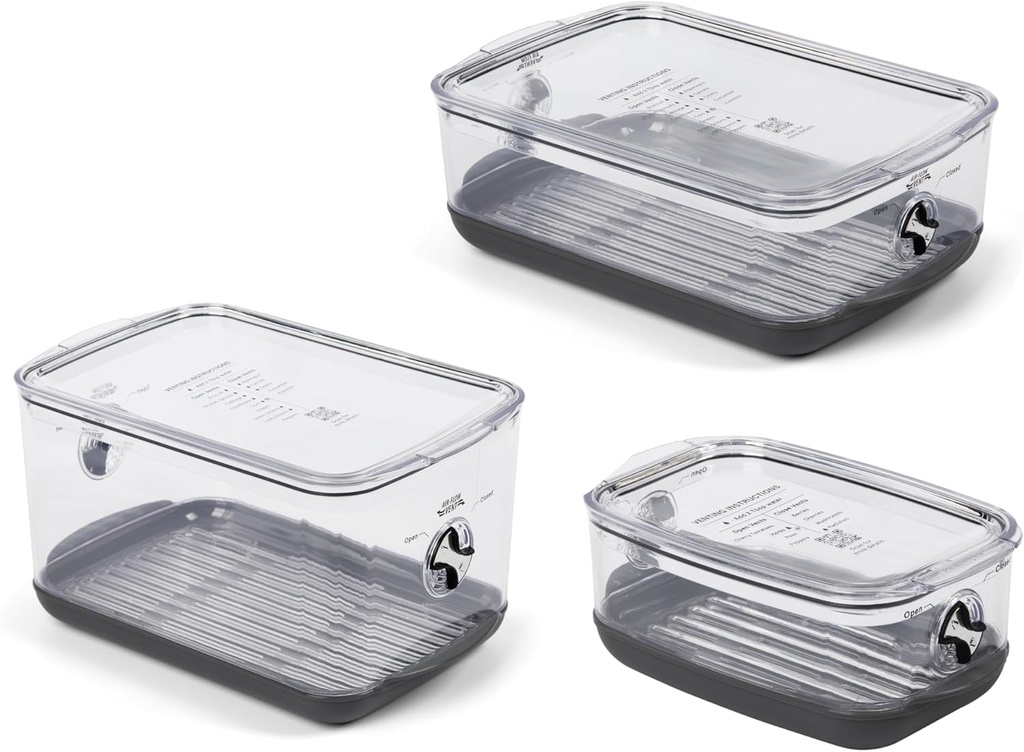 ProKeeper+ by Progressive Stackable Produce ProKeeper Storage Container with Stay-Fresh Vent System (PKS-3PC-Produce+)