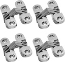 1-3/4" Hidden Hinge Stainless Steel 180 Degree Invisible Cross Hinges for Kitchen Cabinet Door Frameless Concealed Hinge with Screws, 4pcs