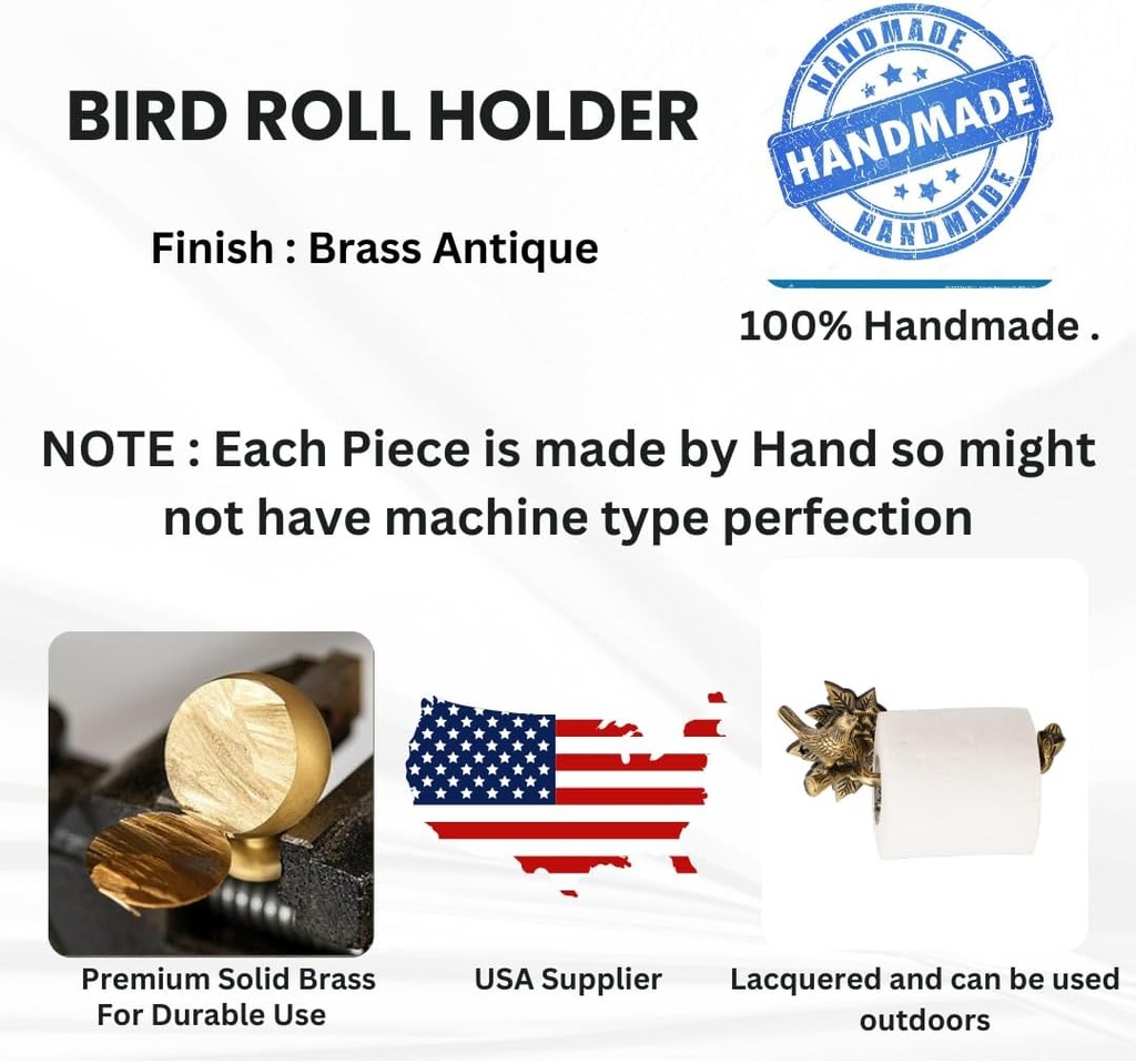STYLENT Decor Solid Brass Bird Antique Toilet Paper Roll Holder Bathroom Accessories Retro Toilet Paper Hook Wall Mounted Vintage (Brass Antique)