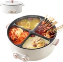 Four Grid Multifunctional Stew Pot, Multifunctional Four-Grid Electric Cooker,6L Large Capacity Integrated Non-Stick Hot Pots for Household,4-Flavor Chinese Shabu Shabu Pot for Home Party