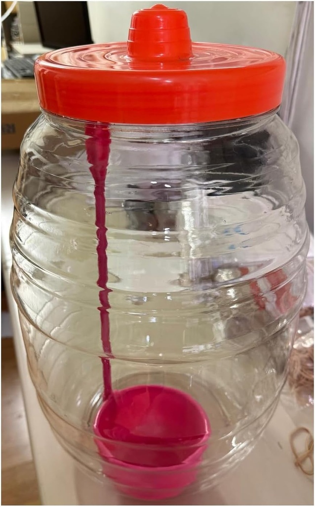 Made in Mexico Mexican Clear Vitrolero with Lid 5 Gallon Jug for Aguas Frescas Juice Sun Tea or other Beverages with Lid 20 L Clear Food-Grade Plastic Container for Parties Reusable W/Spoon