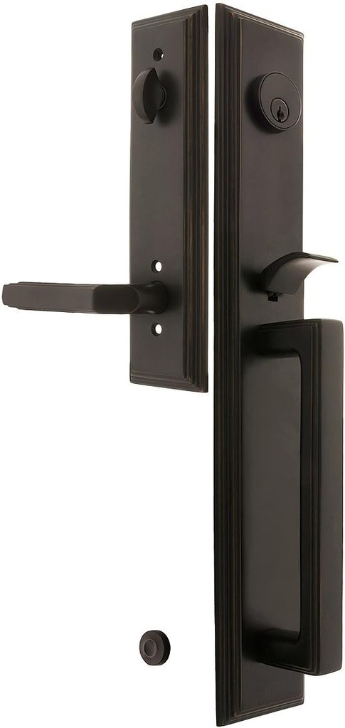 Emtek Melrose Style Tubular Handleset in Oil Rubbed Bronze with Right Hand Milano Levers and 2 3/8" Backset