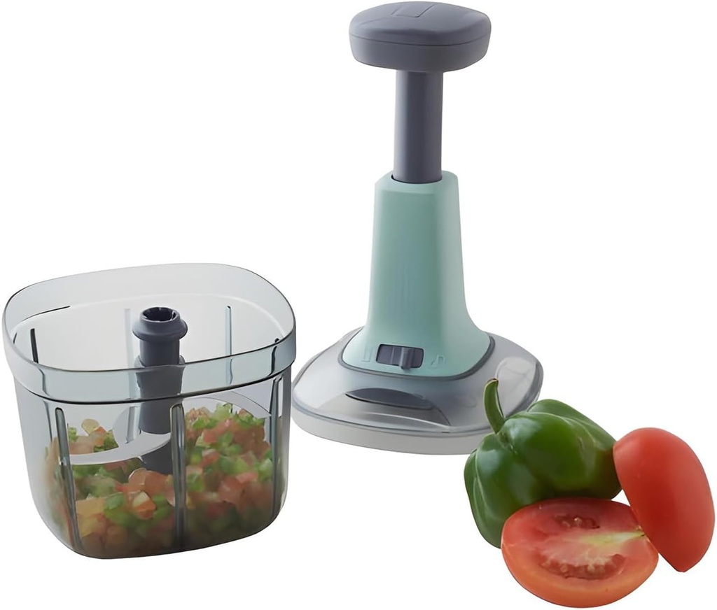 Anjali Food Chopper, Ultra Large Handheld Vegetable Chopper for Onion, Garlic, Nuts & More | Manual Push Cutter with Stainless Steel Blades | Dishwasher-Safe