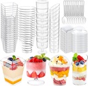 LifeIdeas 380 Pack Mini Dessert Cups with Spoons and lids, 5 oz Mini Clear Parfait Cups, Shooters Cups for Party, Round Yogurt Cups, Reusable Fruit Ice Cream Cake Pudding Cups