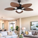 YITAHOME Ceiling Fans with Lights and Remote Control, 44 Inch Palm Reversible Ceiling Fan with Memory Function, Reversible Quiet Motor for Living Room Bedroom, Walnut