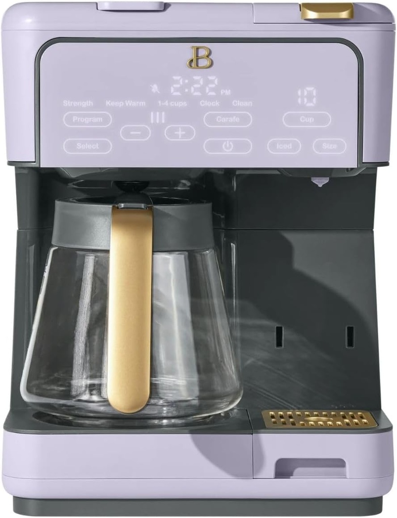 Beautiful Multi-Brew Coffee Maker by Drew-Multi Brew Coffee – 12-Cup Carafe & Single Serve Pod Or Ground Coffee, Iced Coffee Mode, Programmable, Touch Display, Includes Filters (Lavender)