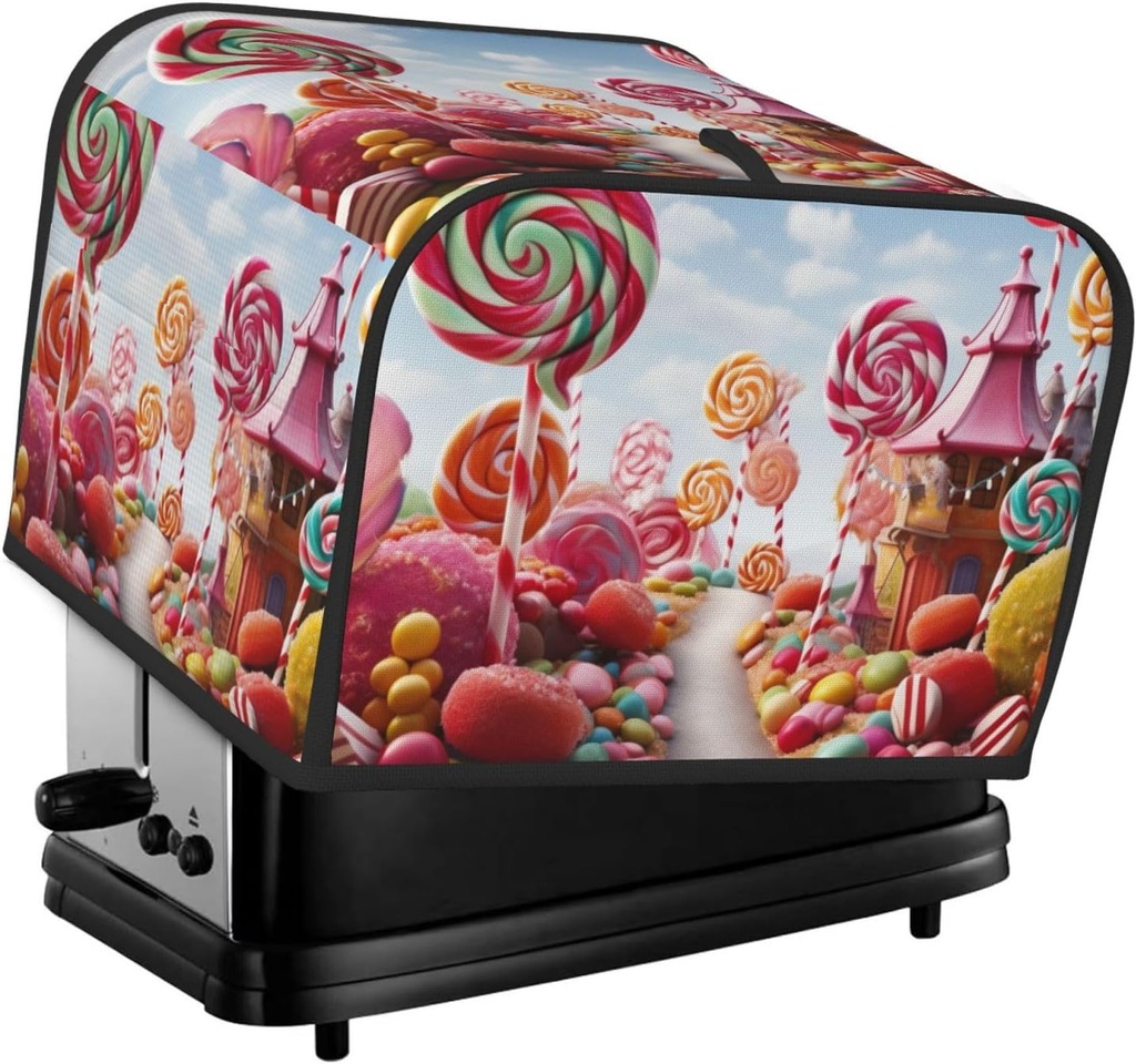 4 Slice Toaster Cover with Pocket Universal Size Toasters Dusts Covers Sweet Candy Backdrop Bread Machine Cover & Protection Bread Machine Protector Small Kitchen Appliance Covers