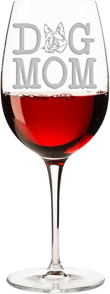 Dog Mom German Shepherd Engraved 18-ounce Wine Glass - 2pcs