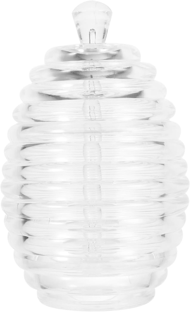 Transparent Honey Dispenser with Dipper Plastic Syrup Jar for Home Kitchen Compact Design Prevents Smell Pollution for Storing Honey and Dry Foods