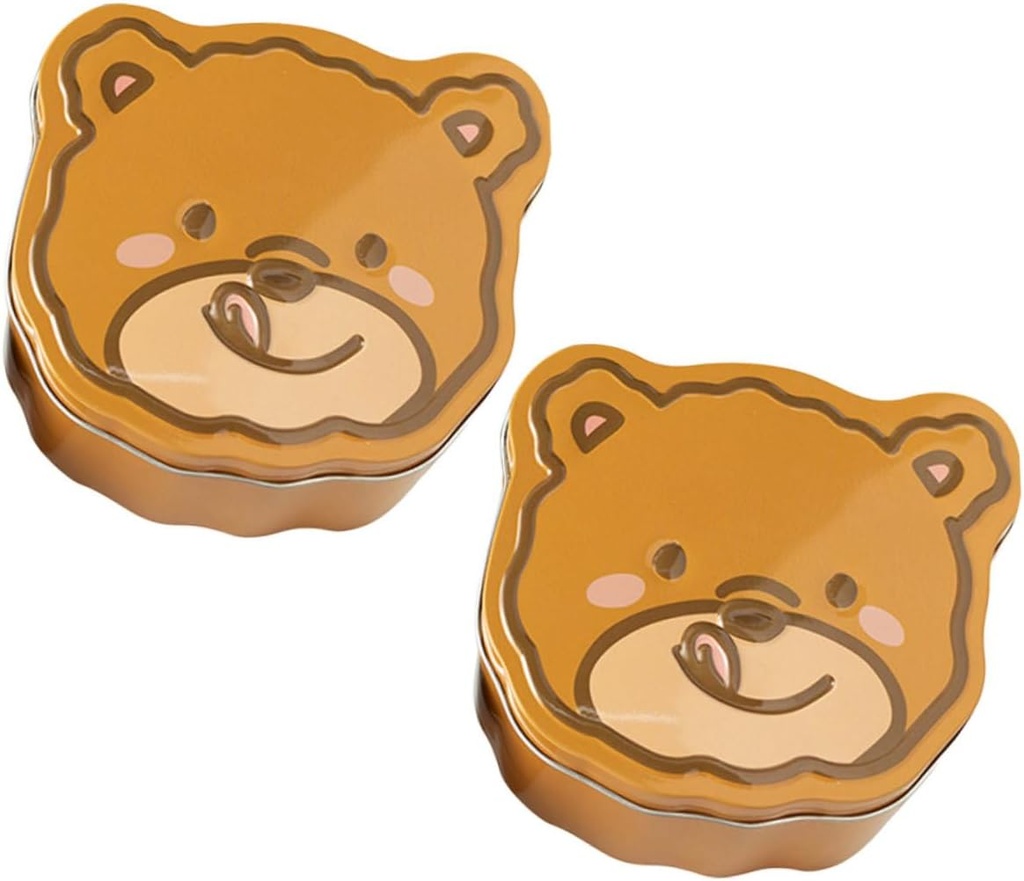 2pcs Cookie Jar Bear Canister Empty Tin for Biscuits Holiday Candy Storage
