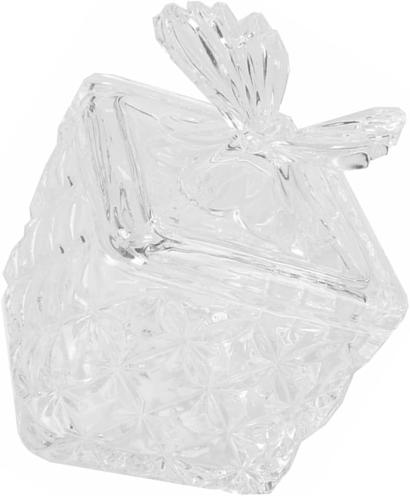 Candy & Cookie Jar, Butterfly Glass Jar Sealed Tea Canister Coffee Square Candy Holder with Lid