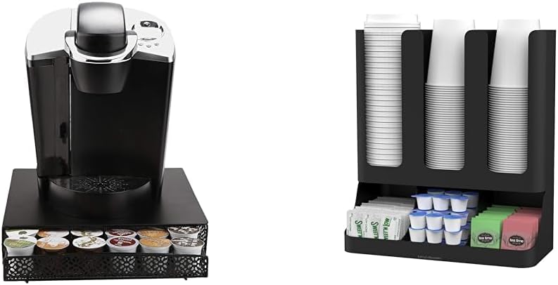 Mind Reader Coffee Pod Organizer and Condiment Station, Countertop Storage for 36 Pods, Cups, Coffee Accessories