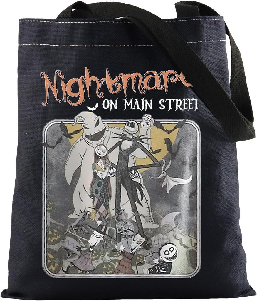 Horror Movie Inspire Tote Bag Spooky Gifts Jack and Sally Lover Gift Friends Squad Gift Fan Gifts
