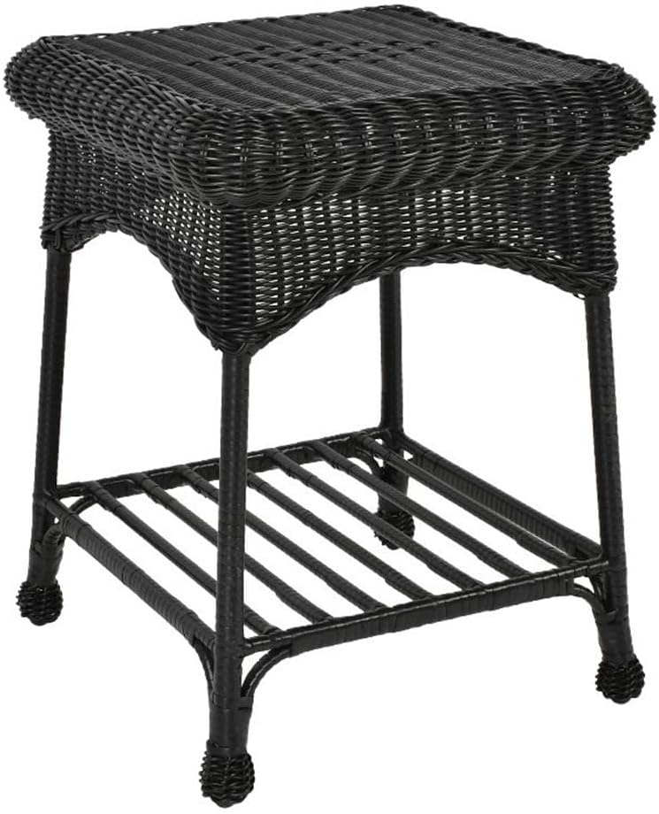 Jeco Outdoor Black Wicker End Table