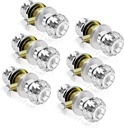 Crystal Door Knobs with Lock and Keys, 6 Pack Keyed-Alike Glass Door Knob, Classic Interior Entry Door Knob Lockset with Same Key, Bedroom/Bathroom Privacy Keyed Door Knobs, Satin Nickel