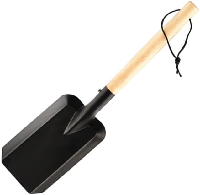 YARNOW Carbon Fire Shovel with Wooden Handle 15.55 Inch Heat Resistant Shovel for Charcoal Ashes and Outdoor Gardening