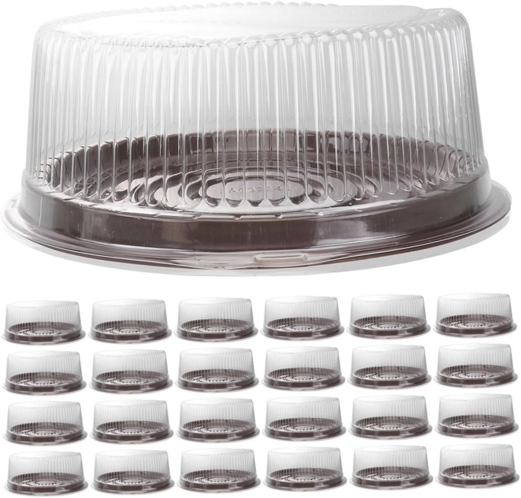 Milisten 25pcs Round Cake Containers Lids Plastic Cake Boxes for Weddings Parties and Events for Transporting and Desserts