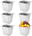 LANIAKEA 6PCS Hotel Pans Stainless Steel Steam Table Pan Restaurant Supplies 1/6 Size 6" Deep Stainless Steam Table Pans, Hotel Pan Trays for Food, Party Catering Supplies