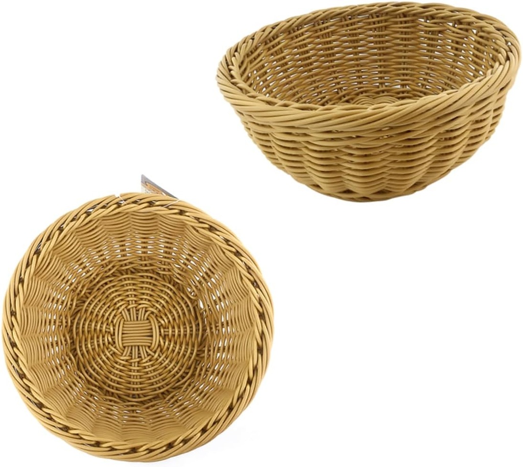 Mikinona Plastic Simulate Rattan Storage Basket Bread Basket Lid Snack Storage Box for Kitchen Imitation Rattan