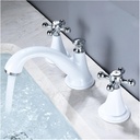 Matte Black Chrome Bathroom Basin Faucet Taps Sink Faucet Double Handles 3 pcs Bathroom White Bathtub Faucets Tap, Chrome Bathroom Faucet