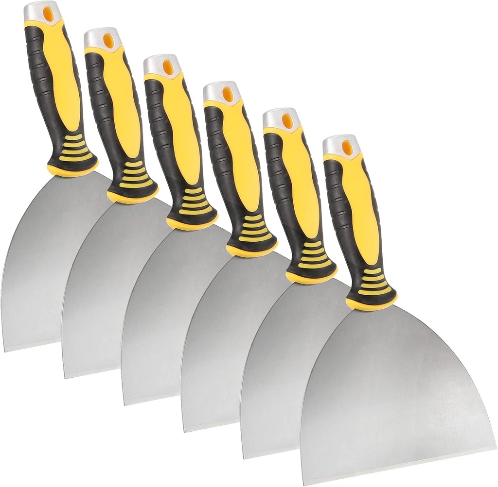 6 PCS Joint Knife, 6 Inch Putty Blade Drywall Joint Knife with Ergonomic Plastic Soft-Grip for Plasterboard Mud Decal