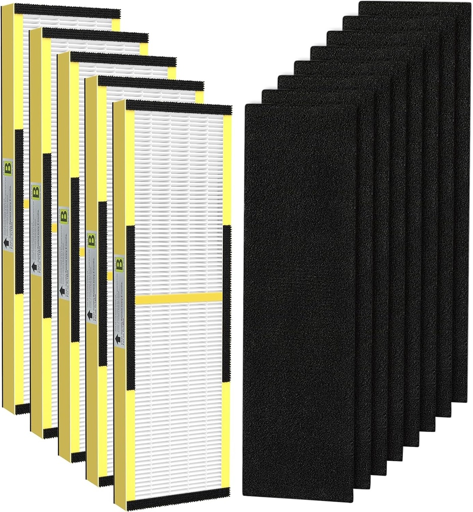 5 Pack FLT4825 HEPA Filter B Replacement with Activated Carbon Pre-Filters Compatible with Guardian Air Purifier AC4825 AC4300 AC4800 AC4900 AC4850