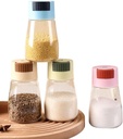 4PCS Measuring Seasoning Bottle Portion Control Salt Shaker Push Button Salt Dispenser Salt Control Dispenser Salt Pepper Seasoning Bottle Salt and Pepper Shakers Precise