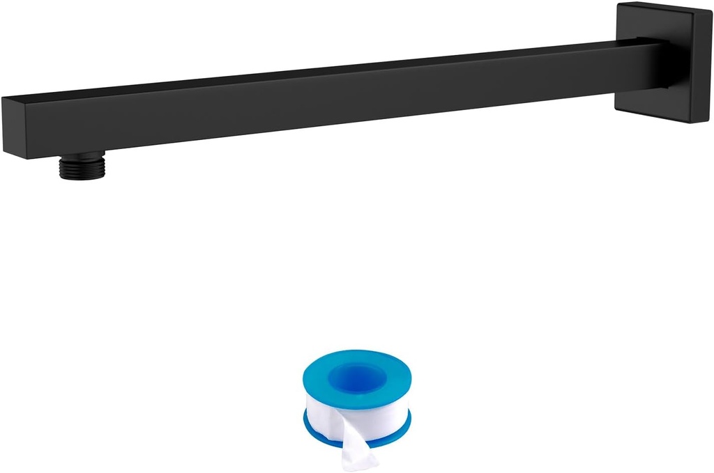 Lordear 20 Inch Shower Arm Black,Rain Shower Head Extension Arm With Flange and Teflon Tape,304 Stainless Steel Rain Shower Arm Wall Mounted