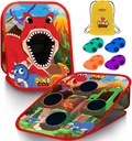Swooc Games® - Dino Frenzy™ | 2-in-1 Corn Hole Games for Kids | 5-Second Setup | Dinosaur Bean Bag Toss Game for Kids | Kid Cornhole Game Set | Toddler Party Activity | Outside Bean Bags Kid Tossing