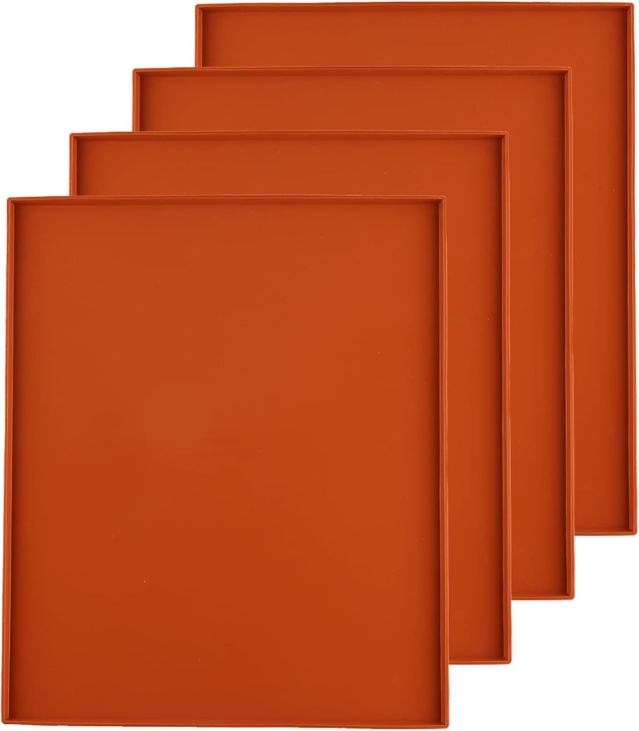 4PCS Silicone Dehydrator Trays with Edge (12"" x 10""),Silicone Sheets Compatible with Cosori CP267-FD, Nonstick Silicone Dehydrator Mats Reusable for Fruits Meat Vegetables Herbs (Brown)