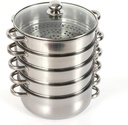 5Tier Stainless Steel Steamer Pot For Cooking With Stackable Pan Insert/Lid, Diameter 26/28/30CM Food Steamer, Vegetable Steamer Cooker, Steamer Cookware Pot (28CM)
