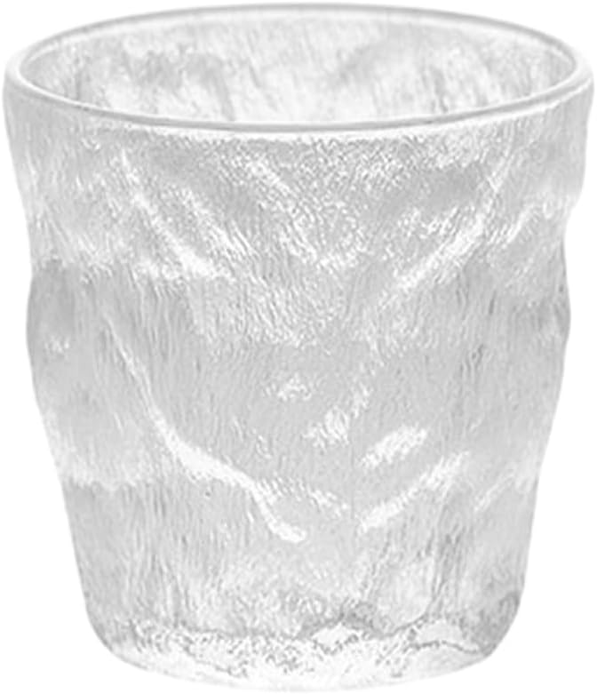 Glacier pattern glass transparent water cup, household milk drinking cup - short version
