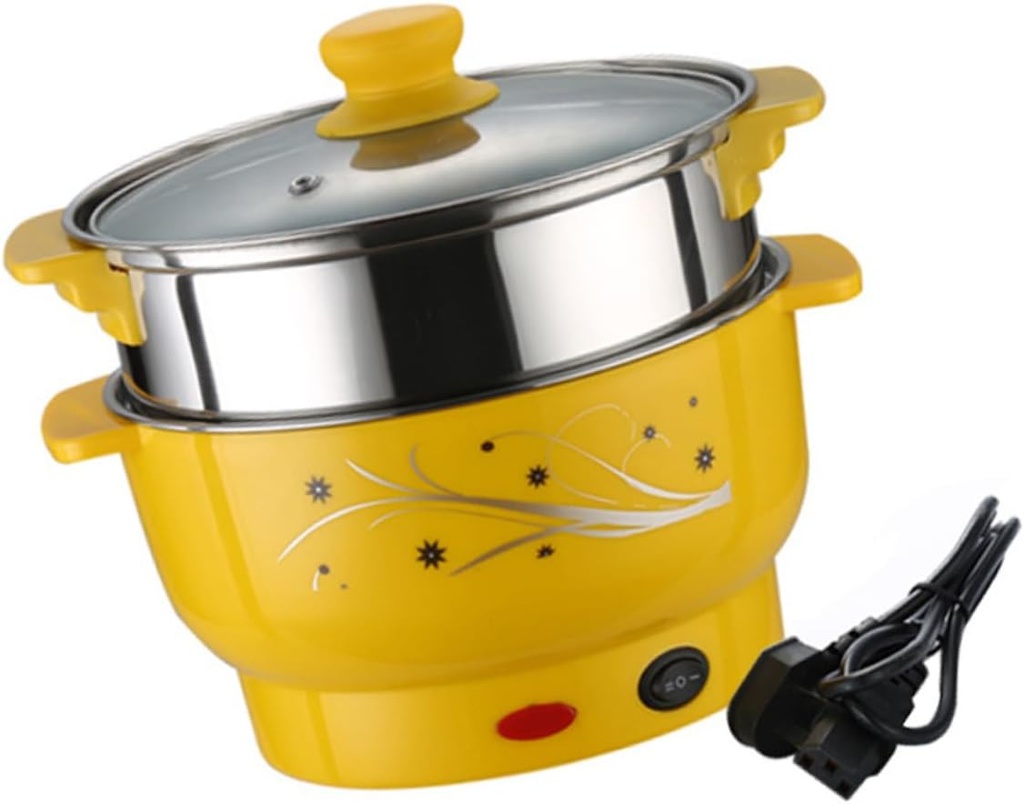 Small Electric Cooking Pot Stainless Steel Double Layers Stockpot Steamer for Home Kitchen Easy to Use Multifunctional Boiler for Soup and Steaming Food