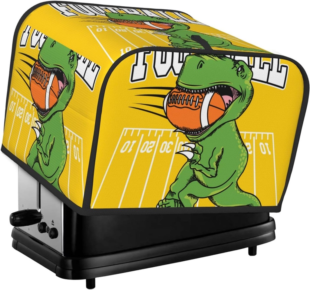 Oven Cover Kitchen Bread Machine Protector,4 Slice Toaster Cover For Home,Fingerprint Coaster Cover,Kitchen Small Appliance,T-Rex Playing Football