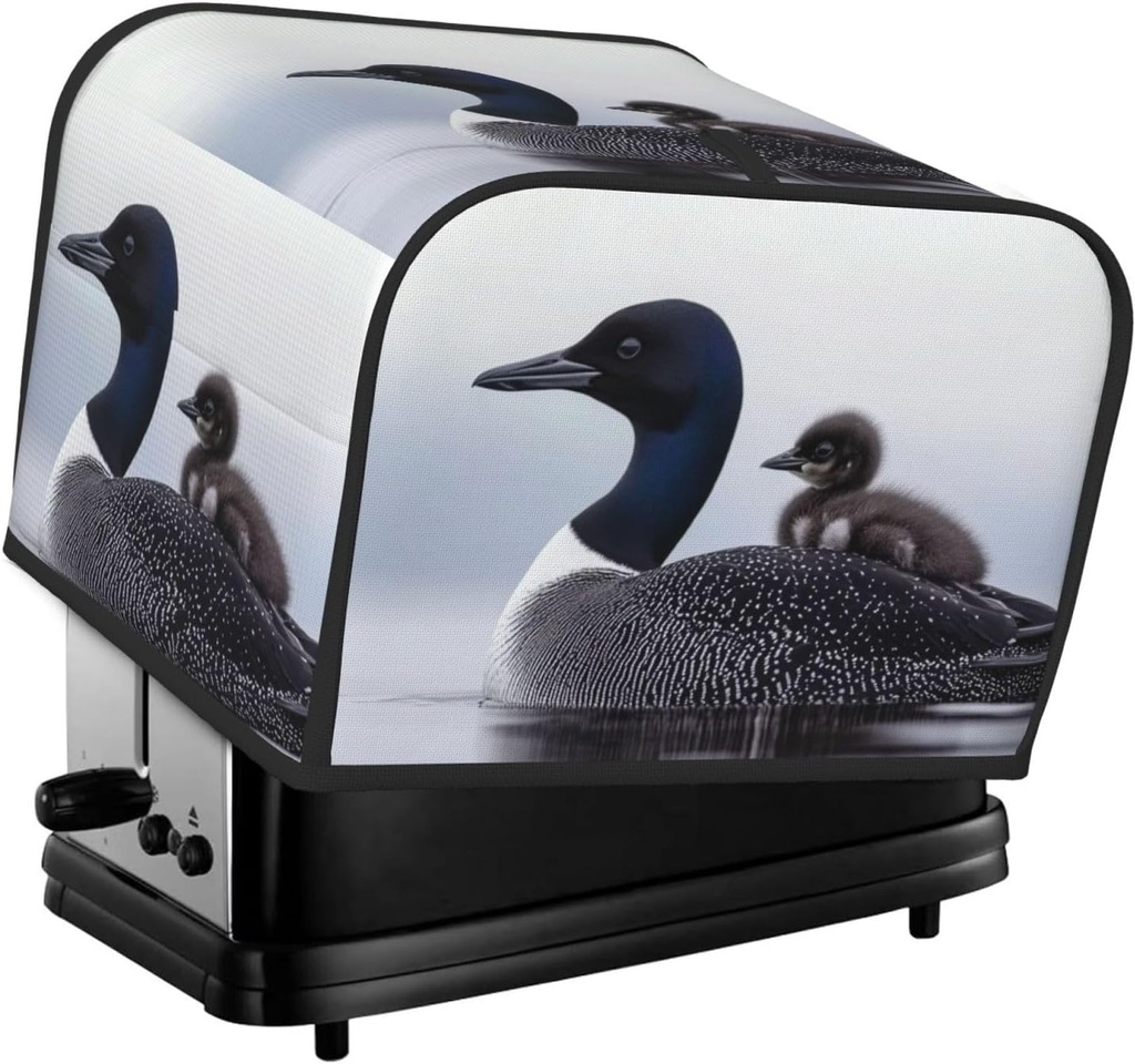 Loon Birds Toaster Cover Bread Machine Cover Fits For 4 Slice Toasters Anti-Sputtering Bread Cover Washable Bread Maker Cover Dust Cover