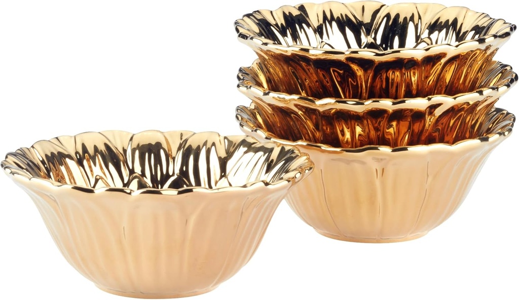 Certified International Gold Coast Sunflower 3-D 6.25" Ice Cream/Dessert Bowls,Set of 4