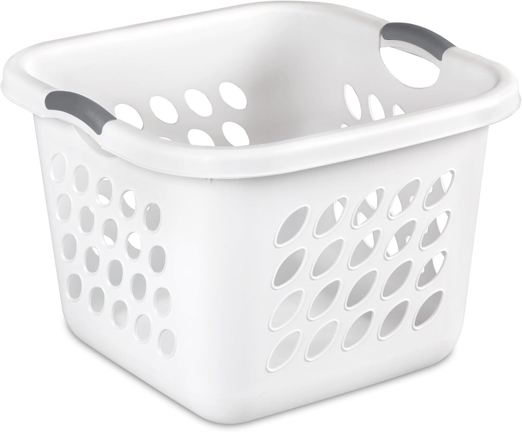 1.5 Storage Bushel Square Laundry Basket Plastic, Laundry Hamper White