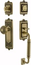 Nostalgic Warehouse 719401 Egg and Dart C Grip Entry Set & Knob, Backset - 2.375", Antique Brass