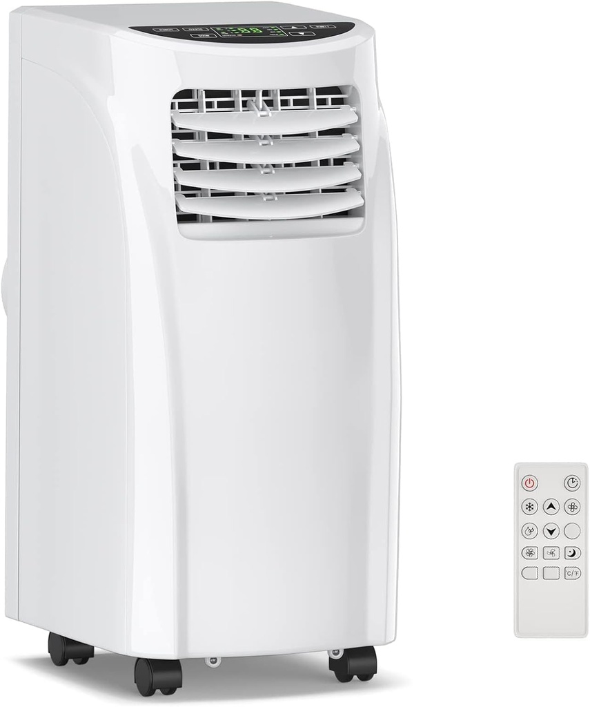 S AFSTAR Portable Air Conditioner 8000 BTU, 3-in-1 Air Cooler with Remote Control, LED Display & Wheels for Home