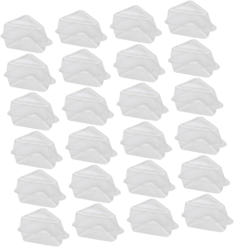 Amosfun 50pcs Clear Triangle Cake Containers with Lids for Cheesecake and Storage Pet Food Boxes for Parties Weddings and Takeout Convenient Slice Cheese Carrier for Restaurants and Home