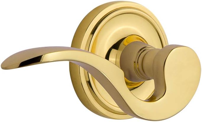 Nostalgic Warehouse 762787 Classic Rose Right-Handed Manor Lever Privacy, Backset Size: 2.375", Polished Brass