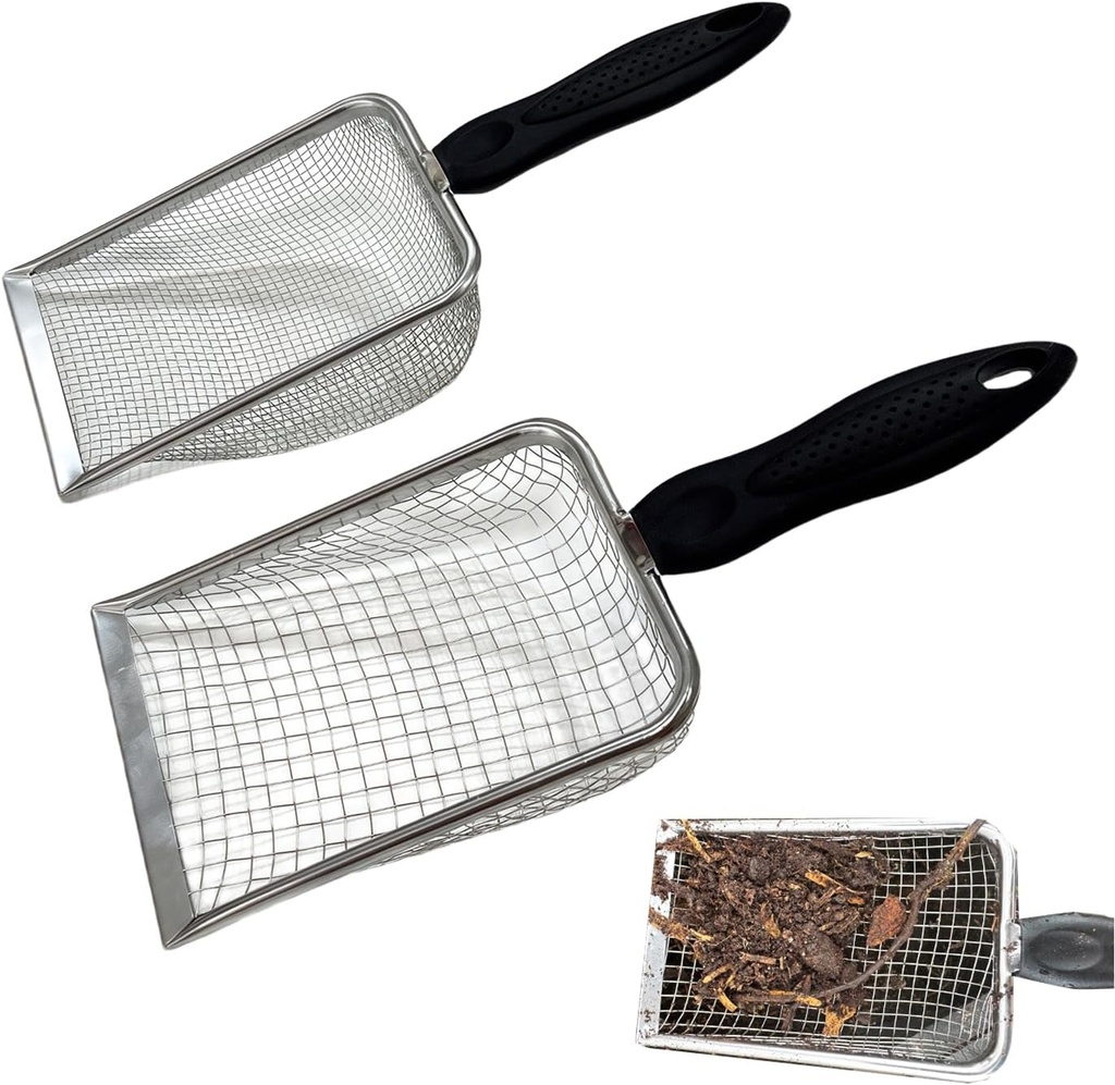 2Pcs Soil Sifter for Gardening Rock Sifter Shovel Dirt Sifter for Sand, Dirt, Rock Compost (0.11inch & 0.2inch Mesh)