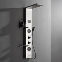 LED Brushed Nickel Shower Tower 304 Stainless Steel Shower Panels With Storage Shelf System with Rainfall Shower Head With Handheld Massage Body Jets Waterfall Bathtub Bathroom Lavatory