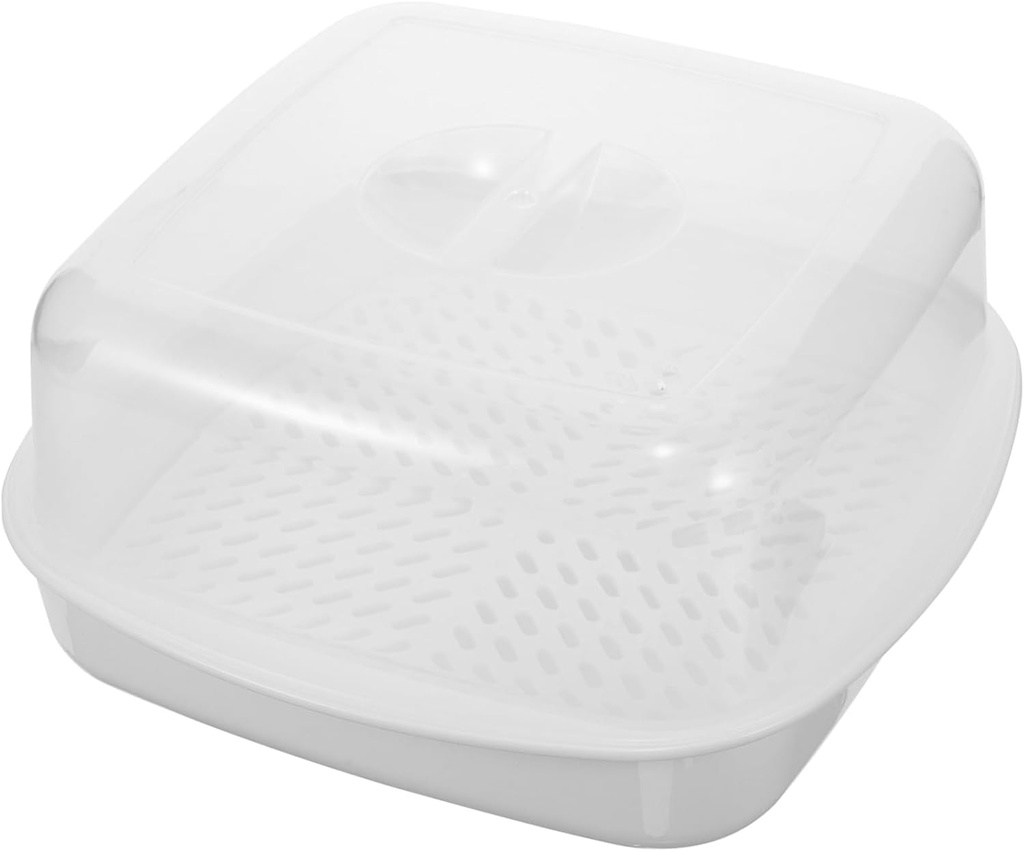 Kichvoe Microwave Oven Steamer Container White with Honeycomb Vent Transparent Cover for Steamed Buns Dumplings and Desserts Easy to Clean Practical Cooking Basket