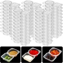 50Pcs Double Compartment Condiment Container, Disposable Snack Containers with Lids, Compartment Transparent Snacks Containers for to Go Sauce, Sampling, Travel Snack